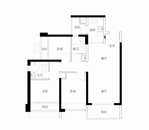 96平3房2厅2卫